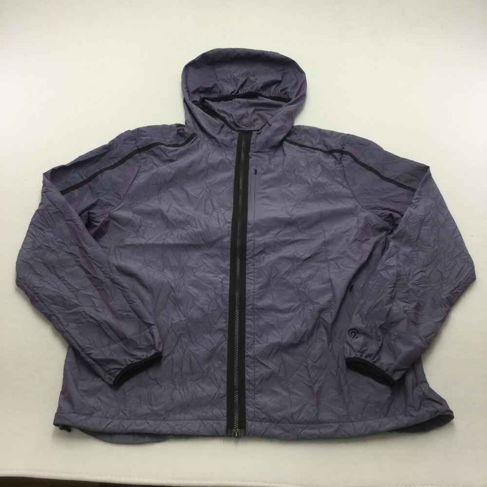 Champion Jacket Mens XL Purple Hooded Full Zip Windbreaker Reflective Running